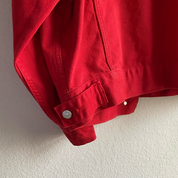 Topshop MOTO Boxy Red Denim Jacket - Picture 4 of 8